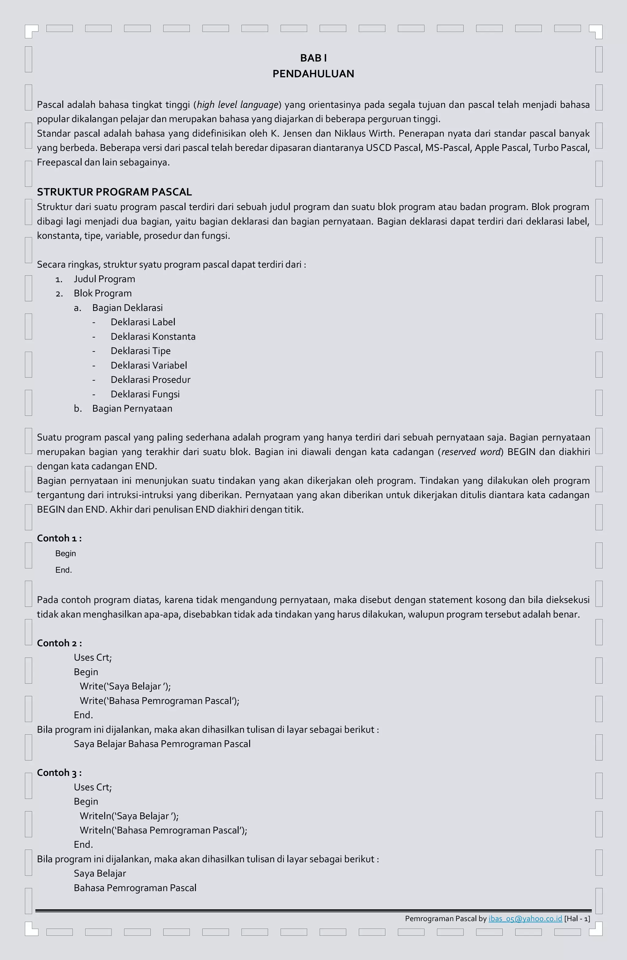 Pemrograman pascal bab_i | PDF