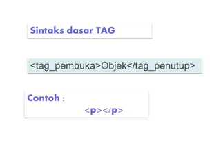 Pengantar pemrograman web HTML | PPTX