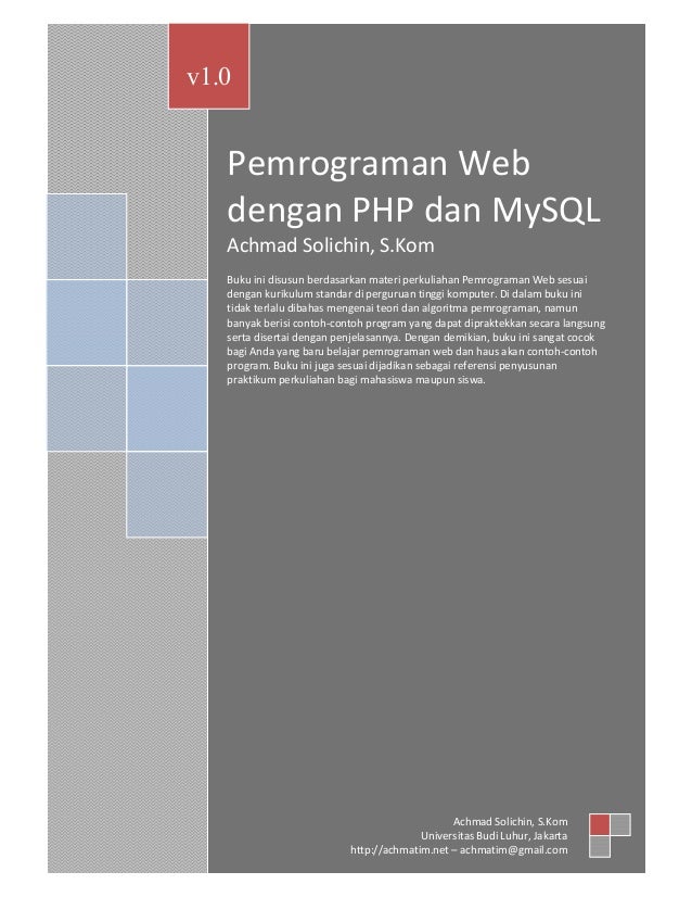 Pemrograman Web Dengan Php My Sql