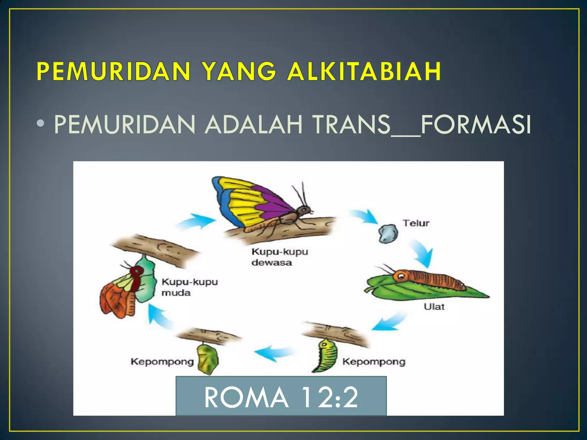 • PEMURIDAN ADALAH TRANS__FORMASI
ROMA 12:2