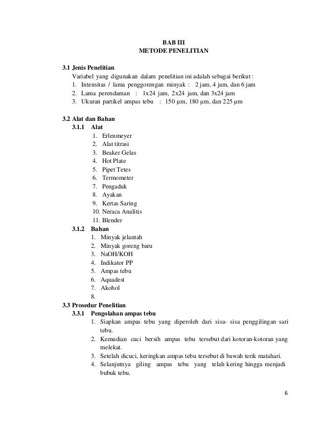 Absorspi minyak jelantah dengan serat ampas tebu