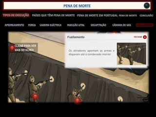 FUZILAMENTO
Os atiradores apontam as armas e
disparam até o condenado morrer
 