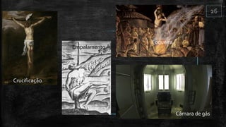 Crucificação
Empalamento
Fogueira
Câmara de gás
 