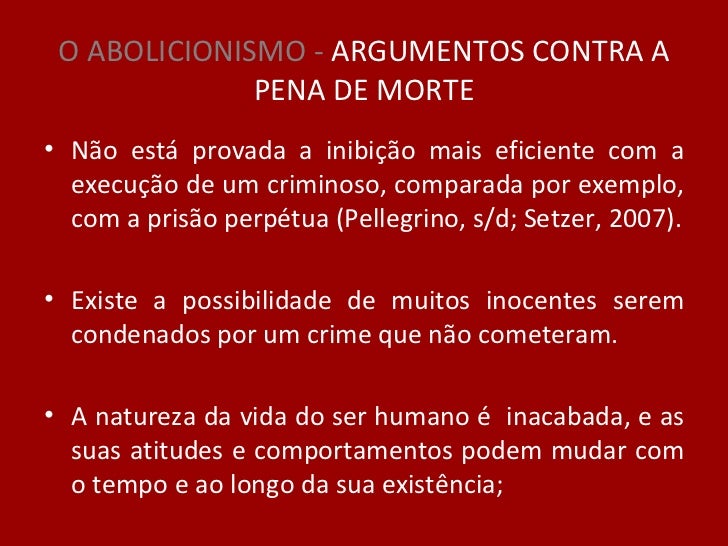 Argumentos Contra A Pena De Morte Brainly