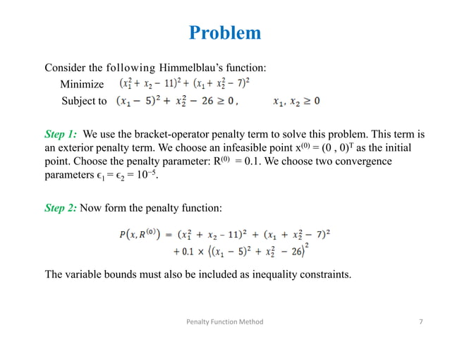 Penalty Function Method in Modern Optimization Techniques | PPT