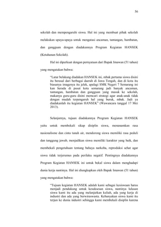 Penanaman kedisiplinan melalui program kegiatan hansek (ketahanan ...