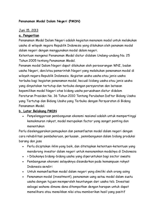 Penanaman Modal Dalam Negeri Sma 1 Raha Kabupaten Muna