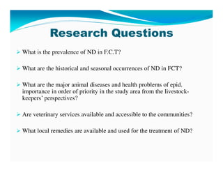 Participatory epidemiological studies of Newcastle disease in local chickens in federal capital territory, Abuja-Nigeria