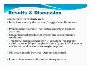 Participatory epidemiological studies of Newcastle disease in local chickens in federal capital territory, Abuja-Nigeria