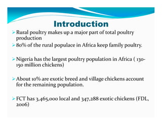 Participatory epidemiological studies of Newcastle disease in local chickens in federal capital territory, Abuja-Nigeria