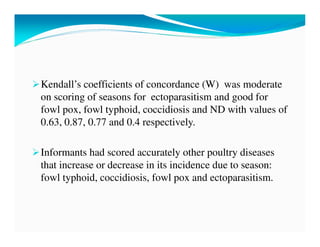 Participatory epidemiological studies of Newcastle disease in local chickens in federal capital territory, Abuja-Nigeria