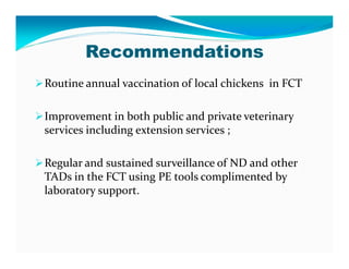 Participatory epidemiological studies of Newcastle disease in local chickens in federal capital territory, Abuja-Nigeria