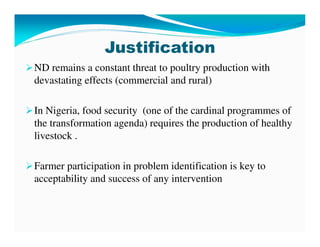 Participatory epidemiological studies of Newcastle disease in local chickens in federal capital territory, Abuja-Nigeria