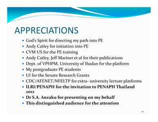 Eight years (2004-2012) of teaching participatory epidemiology at the University of Ibadan, Nigeria