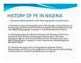 Eight years (2004-2012) of teaching participatory epidemiology at the University of Ibadan, Nigeria