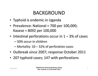 Factors associated with typhoid fever and gut perforation outbreak in Kasese district, Uganda: Using PE methods