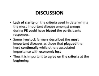 Participatory disease searching using participatory epidemiology techniques in agropastoral and pastoral areas of Mbarara District, Uganda