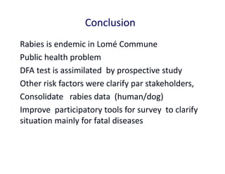 Classical and participatory epidemiology of canine rabies in Lomé commune, Togo in 2012