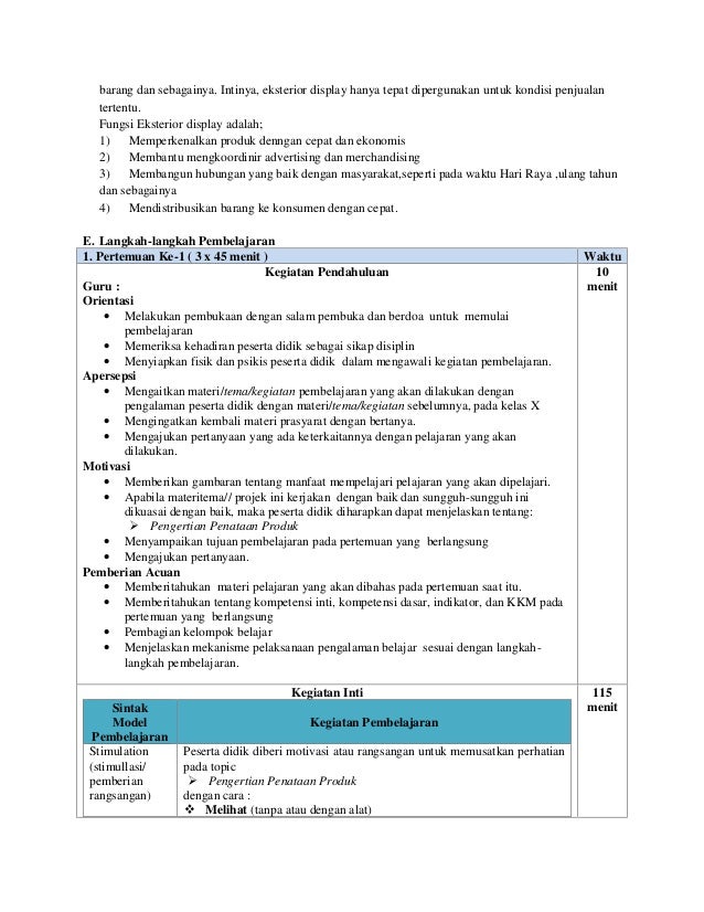 Rpp Smk Penataan Barang Dagangan Menata Produk Kelas 11