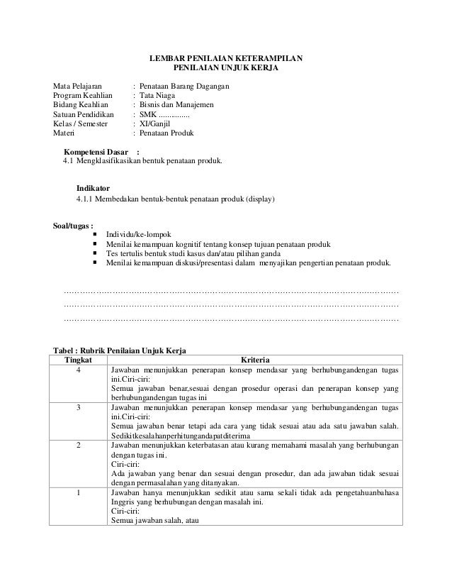 Rpp Smk Penataan Barang Dagangan Menata Produk Kelas 11
