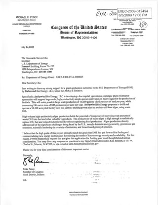Rep. Pence green jobs grant request