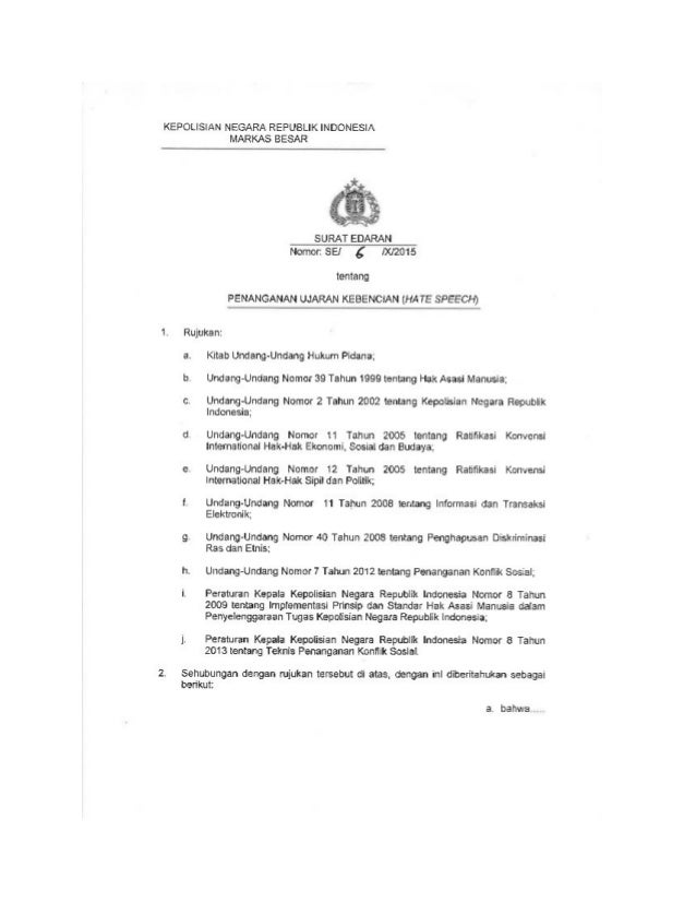 Surat Edaran Kapolri Se Nomor Se 6 X 2015