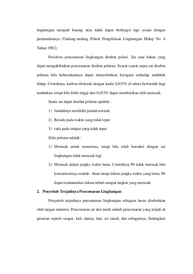 Pencemaran Lingkungan Pencemaran Lingkungan
