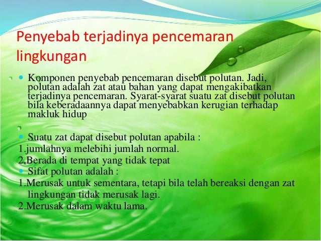 Pencemaran Lingkungan Pencemaran Lingkungan