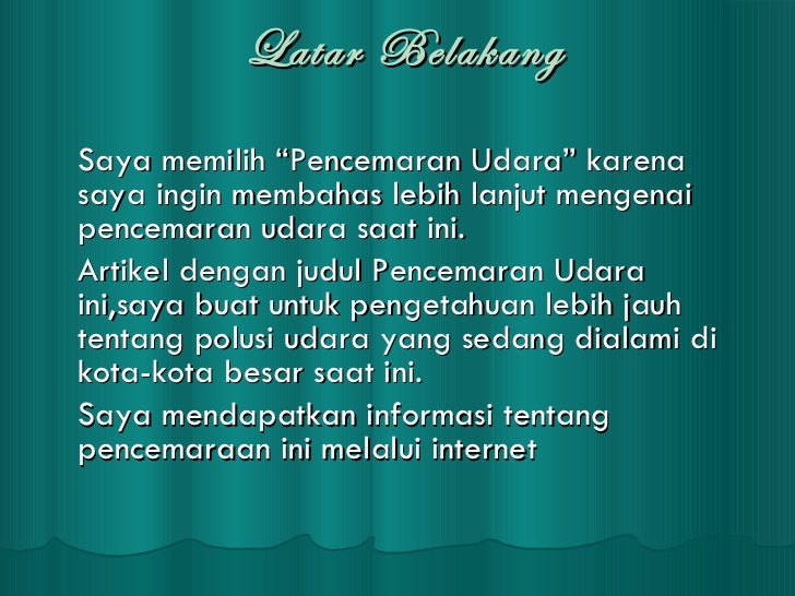Pencemaran Udara Pencemaran Udara