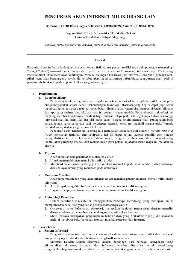 Tugas Etika Profesi Pencurian Akun Internet
