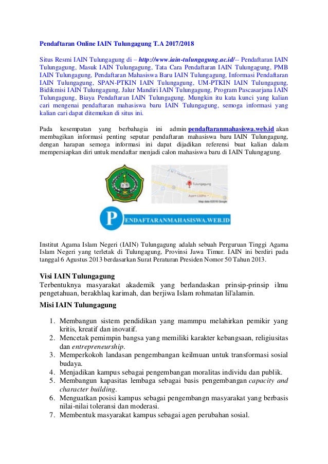 Pendaftaran Online Iain Tulungagung Ta 2017 2018