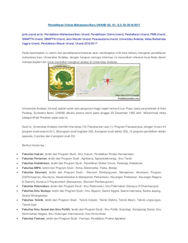 Pendaftaran Online Mahasiswa Baru Unand D3