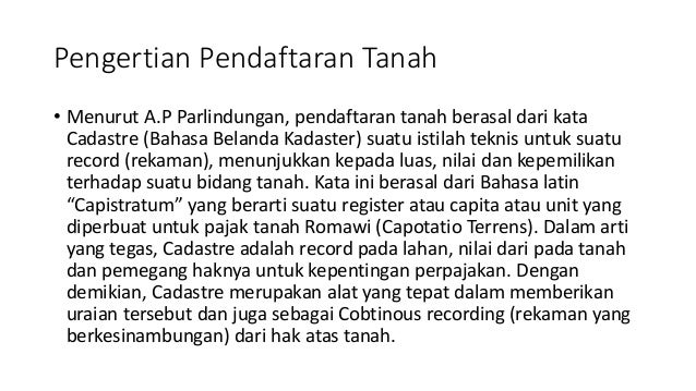 Hukum Agraria Pendaftaran Tanah