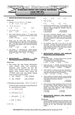 1
SUN MAMATIKA (Soal Ujian Nasional Mata PelajaranMatematika By IwanSumantri,S.Pd
1. MENGHITUNG OPERASI PADA BILANGAN BULA...