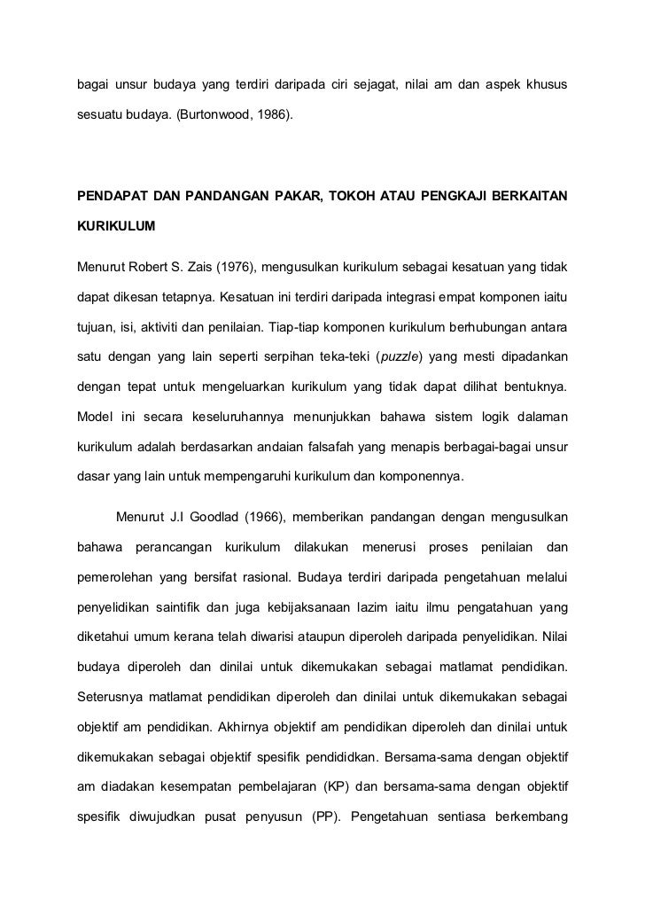 Pendapat dan pandangan pakar pakar tentang kurikulum