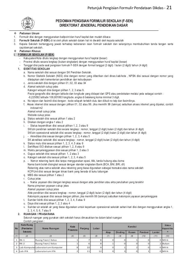 Pendataan pendidikan dasar, formulir dan panduannya (buku 1)