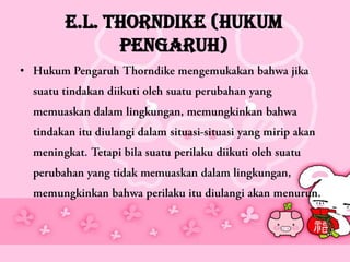 E.L. Thorndike (Hukum
          Pengaruh)
•
 
