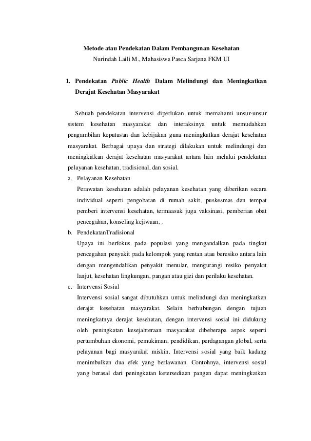 Pendekatan Dalam Pembangunan Kesehatan