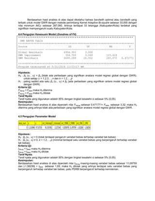 Pendekatan gwr (geographically weighted regression) | PDF
