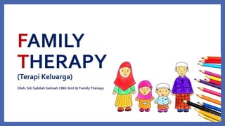 FAMILY
THERAPY
(Terapi Keluarga)
Oleh: Siti Sabilah Salmah / BKI-Smt 6/ FamilyTherapy
 