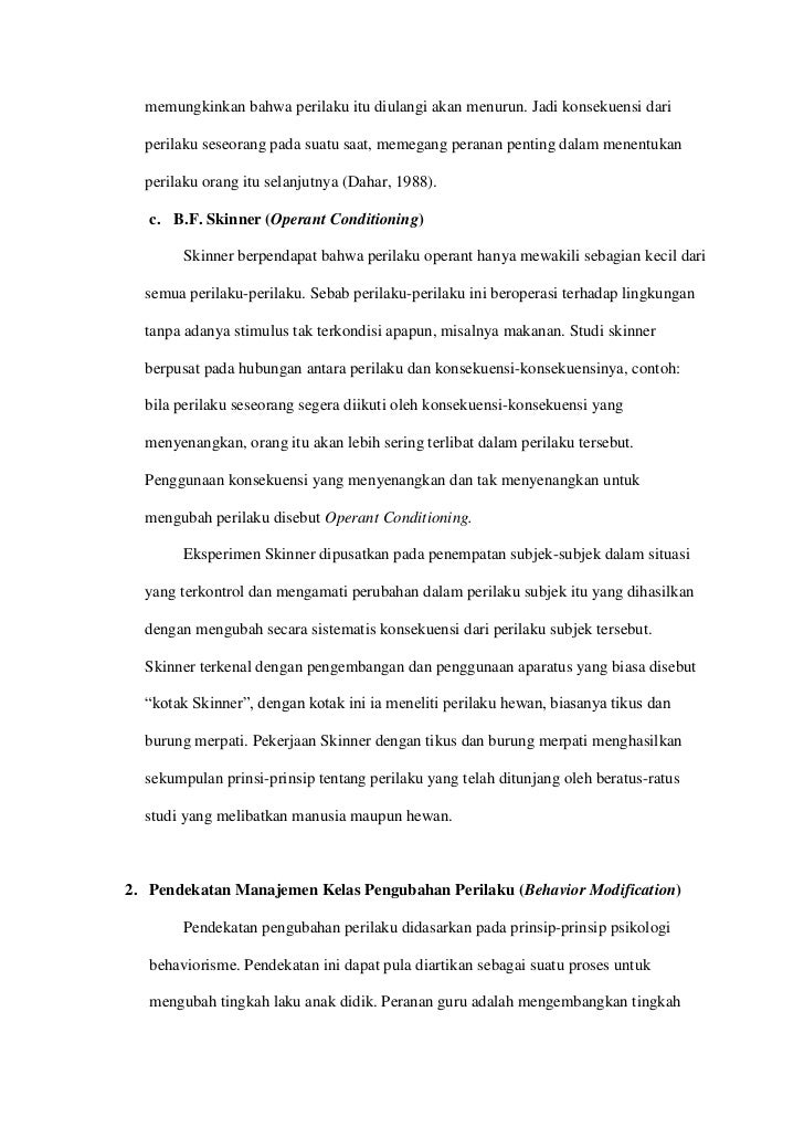 Pendekatan Manajemen Kelas Perubahan Perilaku Behavior Modification