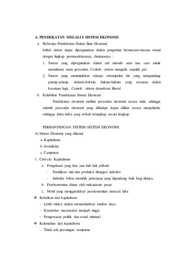 Pendekatan Melalui Sistem Ekonomi Pendekatan Melalui Sistem Ekonomi