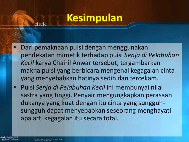 Kritik Sastra Puisi Senja Di Pelabuhan Kecil Kt Puisi