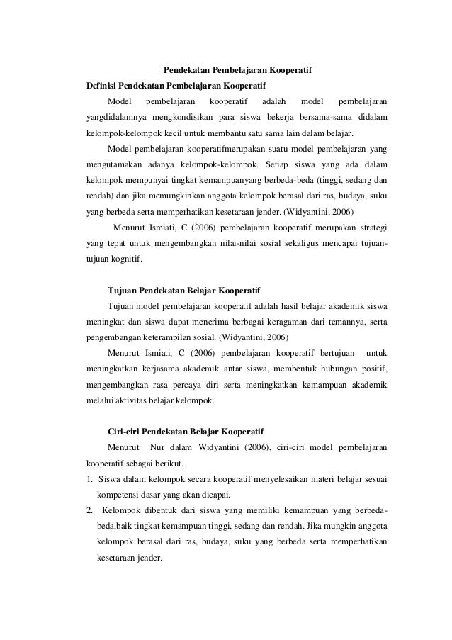 Pendekatan Pembelajaran Kooperatif