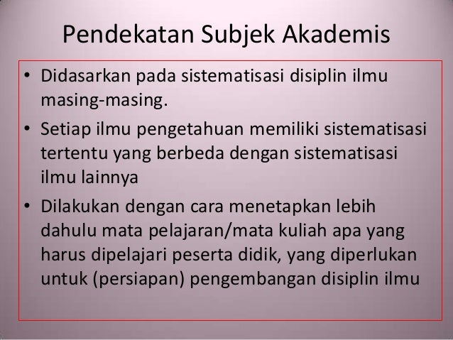 Pendekatan Pengembangan Kurikulum