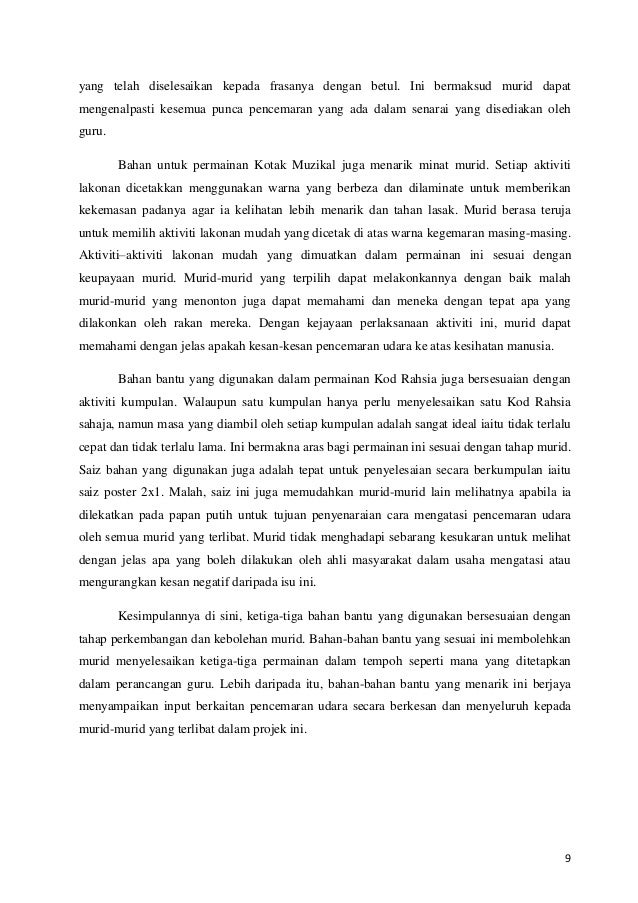 Pendedahan Isu Pencemaran Udara Kepada Murid Tahun 2