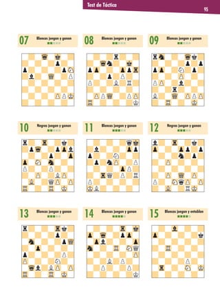 Test de Táctica
95
-?-Wq-Mk-?
?-?-?p?-
p?-?-?pSN
?l?-WQ-?P
-?-?-?-?
?-?-?-?-
-?-?-ZPPMK
?-?-?-?-
10 Negras juegan y ganan
nnnnn
r?-Tr-?k?
?pWq-?pZpl
-?-?p?-Zp
Zp-SN-Sn-?-
P?-?P?-?
?-ZP-?LZP-
-VL-?QZP-ZP
TR-?-TR-MK-
07 Blancas juegan y ganan
nnnnn
13 Blancas juegan y ganan
nnnnn
r?-?-Trk?
?-?-?p?-
-Sn-?-?pWQ
?-Zp-?-?-
p?-?-?P?
ZP-?-?N?-
-Wql?LZP-ZP
TR-?-TR-MK-
08 Blancas juegan y ganan
nnnnn
-?-?r?-?
?-Wqn?-Mk-
pZp-?-ZppTr
?-?p?P?-
P?-?L?R?
?-?-?-?-
-ZPPWQ-?PZP
TR-?-?-?K
11 Blancas juegan y ganan
nnnnn
-?-?-?qMk
?l?-?-Zpp
p?-?N?-?
?p?nZP-?P
-?-?-ZpP?
?-TrQ?P?R
P?-?-?-?
MKL?-?-?-
14 Blancas juegan y ganan
nnnnn
-?-?-Tr-Mk
Zp-Wq-?pZp-
-Zpl?-?-Zp
Sn-?-TR-SNQ
-?-?-?-ZP
?-?L?P?-
-?P?-?P?
?-?-?-?K
09 Blancas juegan y ganan
nnnnn
rSn-?-Wqk?
?-?-?p?p
pZp-?N?p?
?-?-ZP-?-
PZP-?l?-?
?-?r?-?-
L?-WQ-ZPPZP
?-TR-?-MK-
12 Negras juegan y ganan
nnnnn
l?-Tr-?k?
Zp-?-Zpp?p
-?-?n?p?
?-ZP-?-?-
-?-?-?-?
?-ZP-WQ-ZP-
P?-SNqZP-ZP
?-VL-?RMK-
15 Blancas juegan y entablan
nnnnn
-?-Vl-?-?
Zp-?-?-?k
-?-?-?-?
?-TR-?-?-
-?-?-?-?
?-?-?P?-
-Tr-?-SN-MK
?-?-?-?-
 