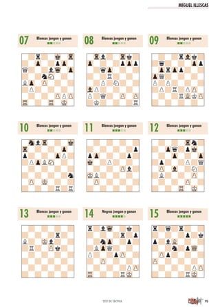MIGUEL ILLESCAS
95TEST DE TÁCTICA
-?r?-Mk-Tr
?-Zp-?pZp-
Q?-?lWq-Zp
?-?nSN-?-
LZp-ZP-?-?
?P?-?-?-
-?-?-ZPPZP
TR-?-TR-MK-
10 Blancas juegan y ganan
nnnnn
-SnlTr-?-Mk
Tr-?-?-Zp-
p?-?-ZpP?
?PZpLSN-?-
-?-?-?-?
?-?-?-?n
-ZP-MK-?-?
?-?-?R?R
07 Blancas juegan y ganan
nnnnn
13 Blancas juegan y ganan
nnnnn
-?-?-?-?
?-?-?r?-
L?-MKl?-?
?R?-ZPk?-
-?-?-?-?
?-?-?-?-
-?-?-?-?
?-?-?-?-
08 Blancas juegan y ganan
nnnnn
-Trl?-Trk?
Zp-?-?pZpp
-?qZp-?-?
?-?R?-?-
-?P?N?-?
VlP?-?-?-
P?Q?-ZP-ZP
?K?-?-?R
11 Blancas juegan y ganan
nnnnn
-?-?-?-?
?-?-?-?p
pZp-?-?p?
Mk-?P?-?-
-?-?-ZPl?
MKL?-?-?-
-ZP-?-?-?
?-?-?-?-
14 Negras juegan y ganan
nnnnn
r?lWq-?k?
?-?-?r?p
-?nZp-?p?
?LZpQ?-?-
P?-?pZP-?
?-ZP-?-?-
-?-?-?PZP
TR-?-?RMK-
09 Blancas juegan y ganan
nnnnn
-?-?rVlk?
?q?-?-Zpp
-ZprZpp?-?
ZpQ?-?-?-
P?P?-?-?
?P?R?PZP-
-?-?RVLKZP
?-?-?-?-
12 Blancas juegan y ganan
nnnnn
-?-?-Trn?
?-Zpq?pMk-
-?-Zp-?-Zp
?p?-?P?Q
-ZP-Vl-?N?
?L?-?-ZP-
-?-?-ZP-?
?-?-TR-MK-
15 Blancas juegan y ganan
nnnnn
r?q?r?-?
?-?-?p?k
p?lVL-?-?
?-?n?pWQ-
-ZPp?-?-?
ZP-?-?-?-
-?-?-?PZP
?-?-?RMK-
 