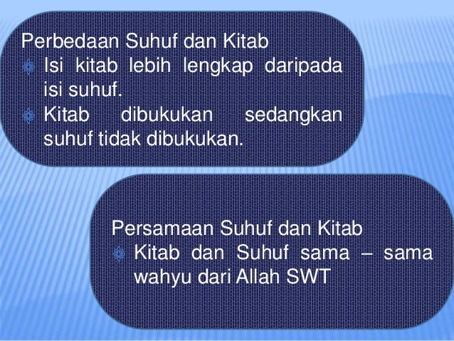 Sebutkan Persamaan Dan Perbedaan Antara Kitab Dan Suhuf Coba Sebutkan
