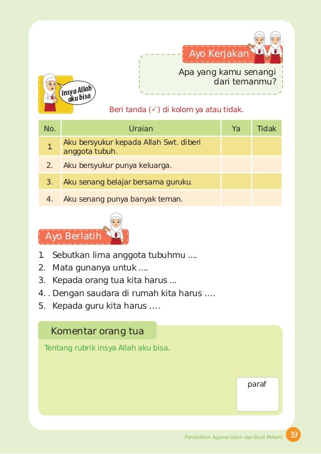 Pendidikan Agama Islam Dan Budi Pekerti Bse Kelas 1 Sd Kurikulum 2013